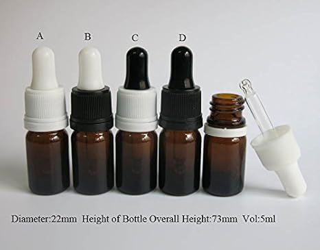 Amazon 0pcs ロット5 Mlミニガラススポイトボトル5 Ccアンバーガラスessential Oil Bottle With Tamper Evident Dropper インテリア オンライン通販