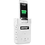BESTEK 6-Outlet Wall Mount Surge Protector with 5.2A 4 USB Charging Station and Phone Charging Dock