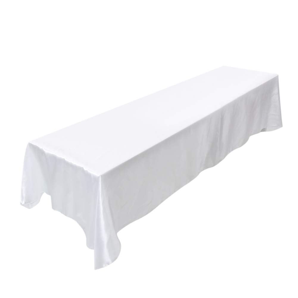 Asixx Rectangular Tablecloth, 149 x 322 cm Stain-Resistant Polyester Tablecloth for Party, Banquet, Dinner, Restaurant and Wedding (White)