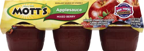 MOTT’S MIXED BERRY APPLESAUCE (PACK OF 3) 4 OZ CUPS, 6 COUNT PACKS