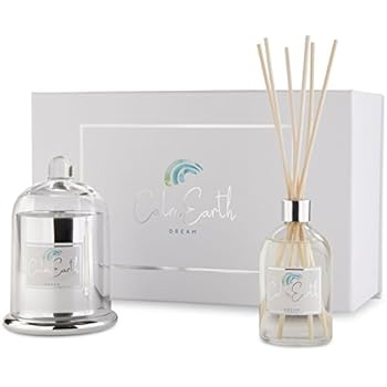 Aromatherapy Candle and Reed Diffuser Set Dream by Calm Earth | Candle Gift Set | Soy Scented Candle and Reed Diffuser Oil With Wood Sticks | Natural Elegant Reed Diffusers For Your Home