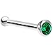 Body Candy Stainless Steel 1.7mm Dark Green Nose Stud Bone Created with Crystal 20 Gauge 1/4