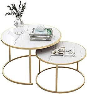 2 apilable elegante mesa de café tabla anidada parte lateral circular