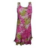 Mogul Womens Summer Dress Pink Tie-Dye Embroidered Sleeveless Tunic Sundress