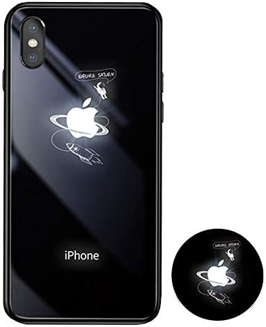JZWDMD Glowing Case for iPhone 7/8, iPhone Xs Max Cases Led Logo Light iPhone Case Glowing Light Up Logo Case Illuminate Cover Tempered Glass Back Cover Protective Case