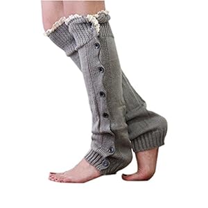 WINOMO Lady Leg Warmers sokken trim knie hoog breien knop crochet kant sokken 1 paar