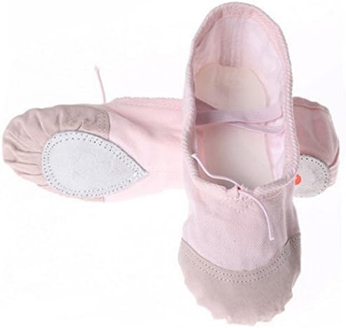 FINOC Girls Ballet Flats Shoes, Soft Sole Toddler Dancing Yoga Shoes With Adjustable Elastic Drawstrings (13.5 M US Little Kid, Pink)