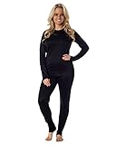 Cuddl Duds Women's Winter Thermal Long underwear base layering set, DeepBlack-M