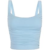 Hotexy Women's 3 Piece Scoop Neck Tank Top Summer Y2K Going Out Basic Cami Shirt Built in Bras