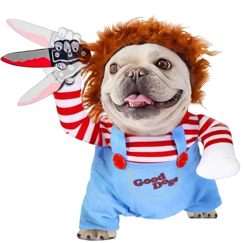 Pet Deadly Doll Dog Costume, Novelty Halloween Chucky Costumes Funny Halloween Christmas Outfits Cute Dog Clothes Cosplay Costume for Small Medium Large Dogs Cats Puppy Apparel (Deadly Doll, Large) at Amazon