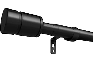 upsimples 1 Pack Matte Black Curtain Rods for Windows 66 to 120 Inches, 1 Inch Diameter Adjustable Curtain Rod, Extra Long Cu