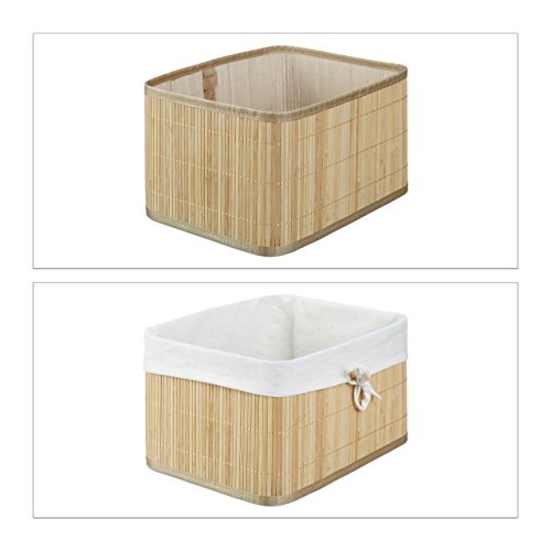 Relaxdays Aufbewahrungskörbe Set Bambus 17,5 x 32 x 23 cm HxBxT, 4er