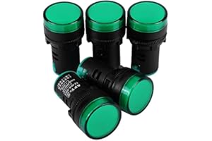 10pcs 24V AC/DC LED Indicator Lights 22mm Thread Panel Mount Signal Lamp Green Electronic Pilot Light for Industrial Equipmen