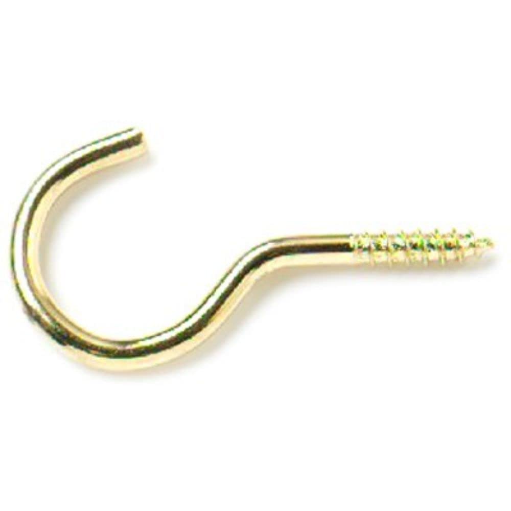 Merriway® BH00039 (50 Pcs) EB Brass Plated Unshouldered Cup Mug Hooks, 38 mm (1.1/2 inch) - Pack of 50 Pieces