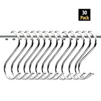 APTGAGA S Hooks,Heavy Duty Hangers, Silver S Shaped Hooks Hanging Hangers Hooks for Kitchen, Bathroom, Bedroom and Office, Pan, Pot, Coat, Bag, Plants (30 Pack)