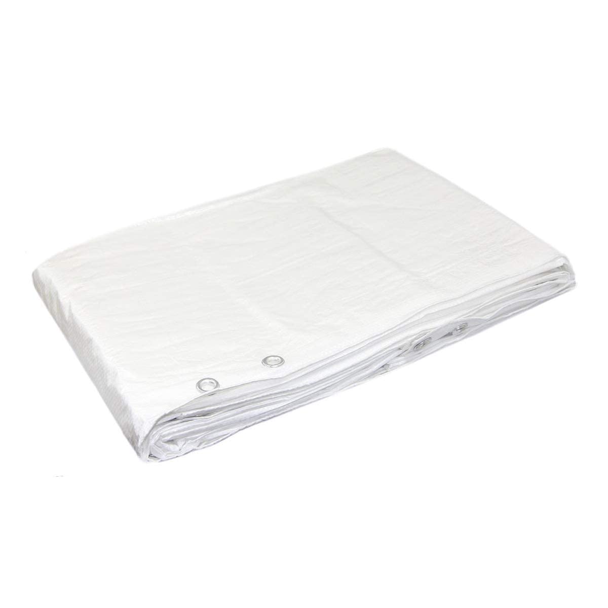 3 x 3 m White Tarpaulin Waterproof Heavy Duty Tarp Sheet Cover, Groundsheet - Waterproof, Weatherproof, Frost-Resistant, UV Protection, Universal, Multipurpose, Reinforced Eyelets
