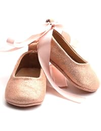 Baby and Toddler Ballerina Sparkle Shoes for Girls | Glitter Shoes in (6-12 Months, Rose Gold)