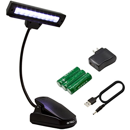LED Music Piano Stand Lamp, ANKO 360 Degrees Round White LEDS Portable Desk Reading Lamp With Battery, USB Cable And AC Adapter, Suit For Home, Office, Craft Work, Reading At Night. (10 LED+1 BUTTON)