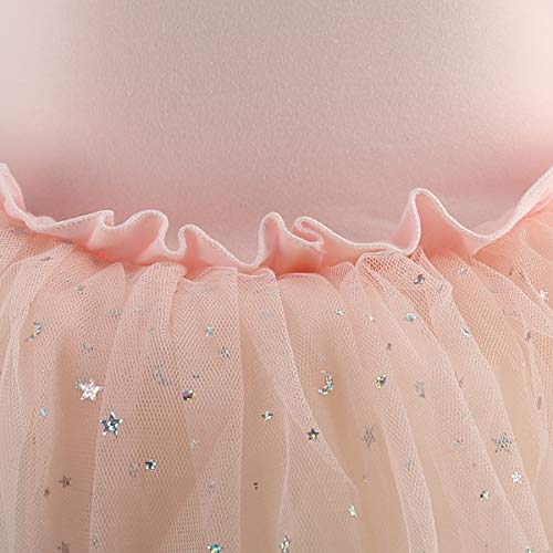 Bosowos Girls Skirted Leotard, Dance Dress Ballet Dancewear, Short Sleeve Glitter Tutu for Toddler Kid Girl - Thumbnail 4