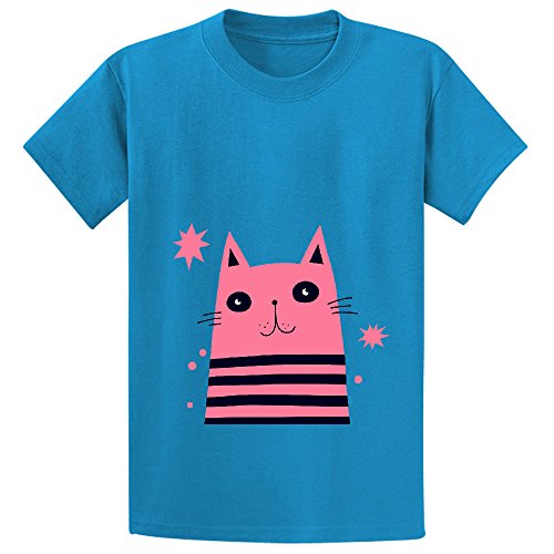 Snowl Dreaming Kitty Youth Crew Neck Personalized Tees Blue