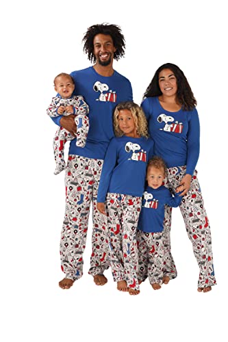 Nite Nite Munki Munki Unisex Kid's LS Tee and Pant Jersey PJ Set, Snoopy Holida…