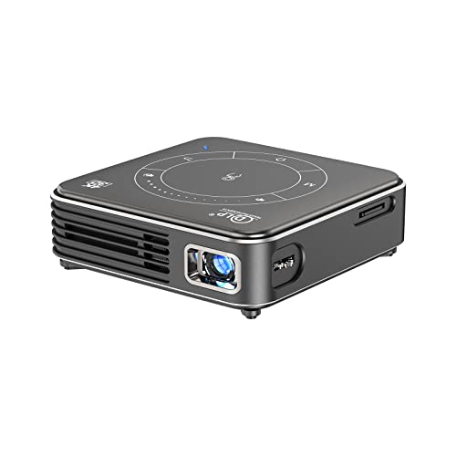 QIAOLET Mini Projector,Portable DLP Projector with 5G WiFi and Bluetooth,Andriod OS 9.0,Pocket Projector Support 1080P & HDMI,Pico Projector,Gray