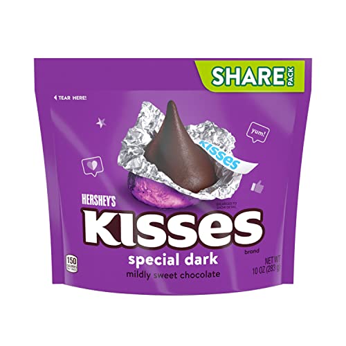 HERSHEY’S KISSES SPECIAL DARK MILDLY SWEET CHOCOLATE, CHRISTMAS CANDY SHARE PACK, 10 OZ