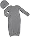 Burt's Bees Baby Baby Bee Essentials Organic Lap Shoulder Gown + Cap Set, Heather Grey, 0-9 Months