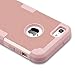 ULAK iPhone 5C Case, Shockproof Soft Silicone Rubber Hard Plastic Hybrid Heavy Duty Protection Kidproof High Impact Case Cover for Apple iPhone 5C-Rose Gold