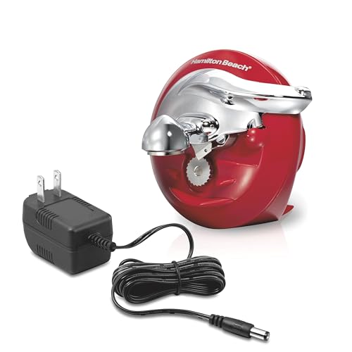 Hamilton Beach Walk 'n Cut Electric Can Opener for Kitchen, Use On Any Size, Automatic and Hand-Free, Cordless & Rechargeable, Easy Clean Removable Blade, Red (76506)