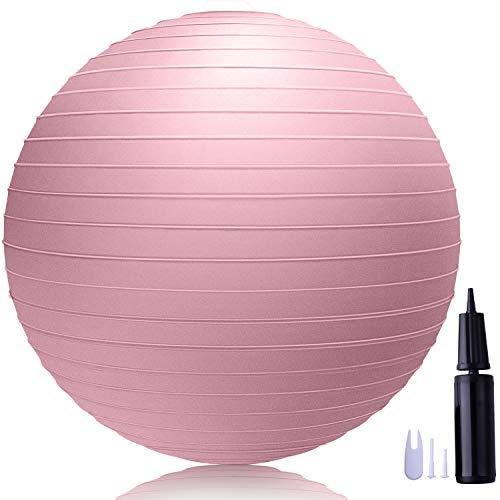 LAKIBOLE 75cm Exercise Ball Anti-Burst Yoga Ball with Quick Pump for Office & Home & Gym (Pink) - Thumbnail 6