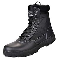 YYIN Men Army Tactical Boot Outdoor Sports Hiking Shoes Side Zip High-top Desert Combat Boot Trainers Work All Terrain Boots Anti-Slip Work Hiking Boot (Color : Black, Size : 41)