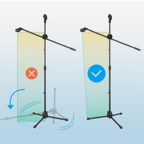 image for Moukey Microphone Stand, Tripod Boom Arm Floor Mic Stand, Height Adjus