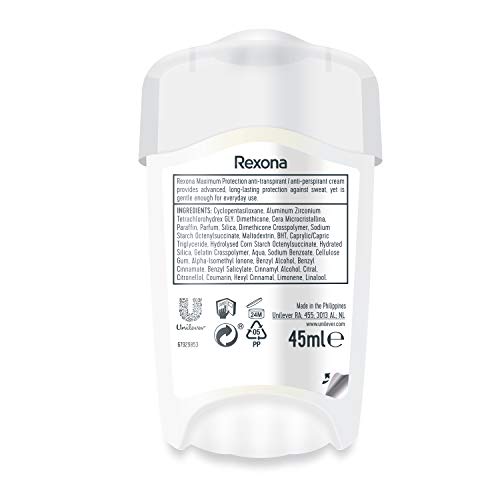 Rexona Women Maximum Protection Anti Transpirant Deo Creme Clean Scent Deodorant mit 96 Stunden Schutz gegen starkes Schwitzen und Geruch mit 3x Schutz bei Stress, Hitze & Bewegung 45 ml 3