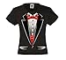 fresh tees® Brand- Kids Tuxedo with Bow Tie T-Shirt Funny Shirts (Small (6-8), Black)