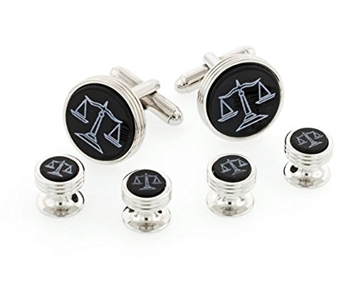 JJ Weston Onyx Tuxedo Cufflinks and Shirt Studs Legal Scales Lawyer. Made in the USA
