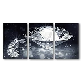 3 Piece Canvas Wall Art for Living Room Bedroom Home Artwork Shiny Diamond Gemstone Paintings Ready to Hang - 16"x24" x 3 Panels