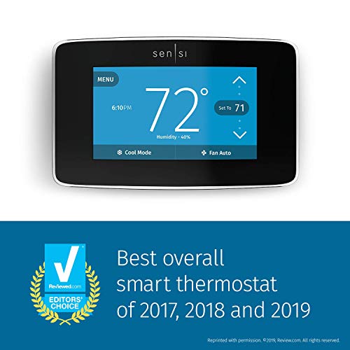 Emerson Sensi Touch Wi-Fi Smart Thermostat with Touchscreen Color Display, Works with Alexa, Energy Star Certified, C-wire Required, ST75 Black 5.625" x 3.4" x 1.17" - View 12