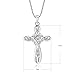 925 Sterling Silver Gem Faith Hope Love Cross Pendant Necklace for Girls and Women, 18