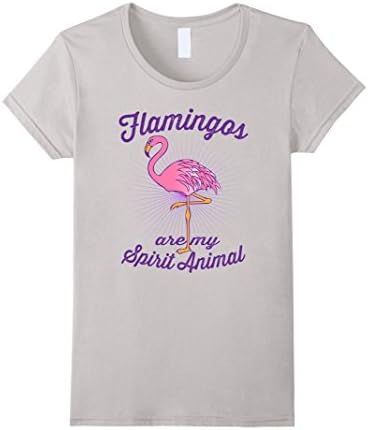 Women's Flamingo Shirt - Flamingos are my Spirit Animal (Drawing) Medium Silver