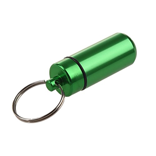 Pill Organizer - Travel Medicine Pill Holder - Keychain Portable Mini Pill Box Case Bottle Medication Container - Small Compact Medicine Dispenser - Made with Aluminum - Waterproof Guaranteed to Last