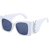 BCUYCF Women's Personality Oversized Cat Eye Sunglasses, Suitable for Photo, Driving, Fishing, UV Protection and Anti-Glare. (Gray/white frame)