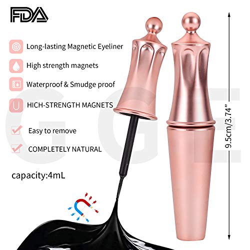 Botabay Magnetic Eyeliner Kit, Cotains 2Pairs 3D Magnetic False Eyelashes - Natural & Thick Reusable Lashes/Waterproof/Anti-Smudge/No Glue Needed,Comes with Applicator Eyelash Storage Case, 4ml