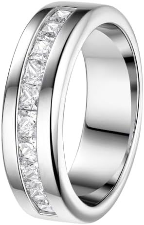 Amazon.com: 925 Sterling Silver Ring Wedding Band Round CZ Stone