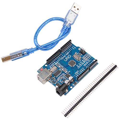 Qunqi 2Packs UNO R3 ATmega328P Development Board for Arduino UNO R3 Microcontroller with USB Cable 2.54mm Pin Header