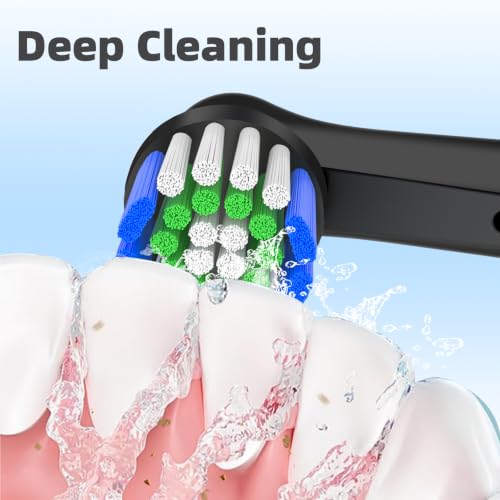 12 Pack Toothbrush Heads Compatible with Oral B Braun, Brush Heads Compatible with Oral B Vitality Pro/Smart/Genius/Pro 1 Series Electric Toothbrushes (Black)