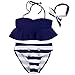 Jastore 3pcs Baby Girls Bikini Suit Navy Striped Swimsuit Swimwear Bathing Clothes (3-4 Years)