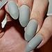 Ejiubas 24 Pcs Grey Color Matte with Glossy Finish Full Cover Talone Medium False Nail Tips