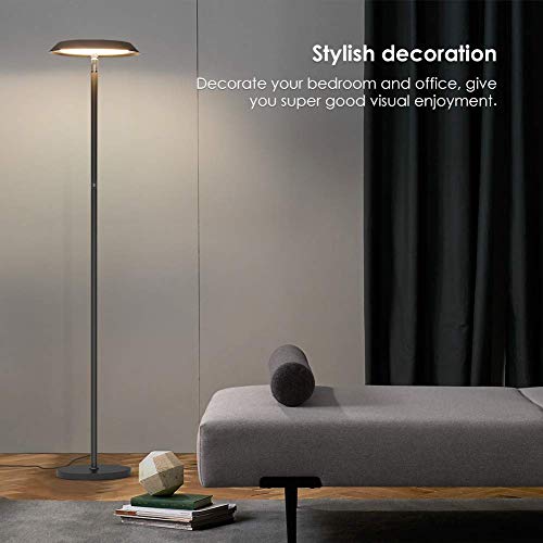Floor lamp, Lamps For Living Room, LED Dimmable Modern Tall Standing Pole Light, TECKIN Touch Control Reading Light for Bedrooms Offices,3000K Warm White, 20W, Black