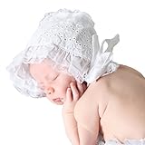 Huggalugs Baby Girls White Heart Eyelet Bonnet